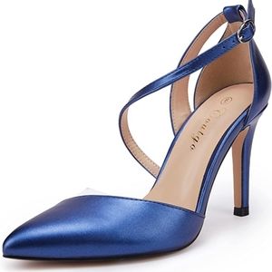 New Coutgo Women's Pointed Toe Clear Strappy Patent Stiletto High Heel pumps